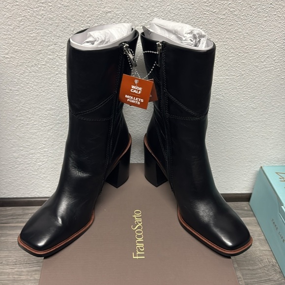 Franco Sarto Stevie (WIDE CALF) In Black Leather - Picture 8 of 12